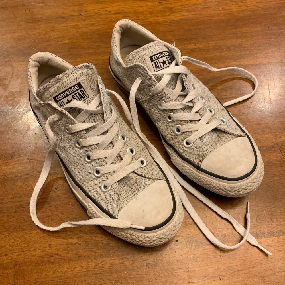 Gray and White Converse All-Stars